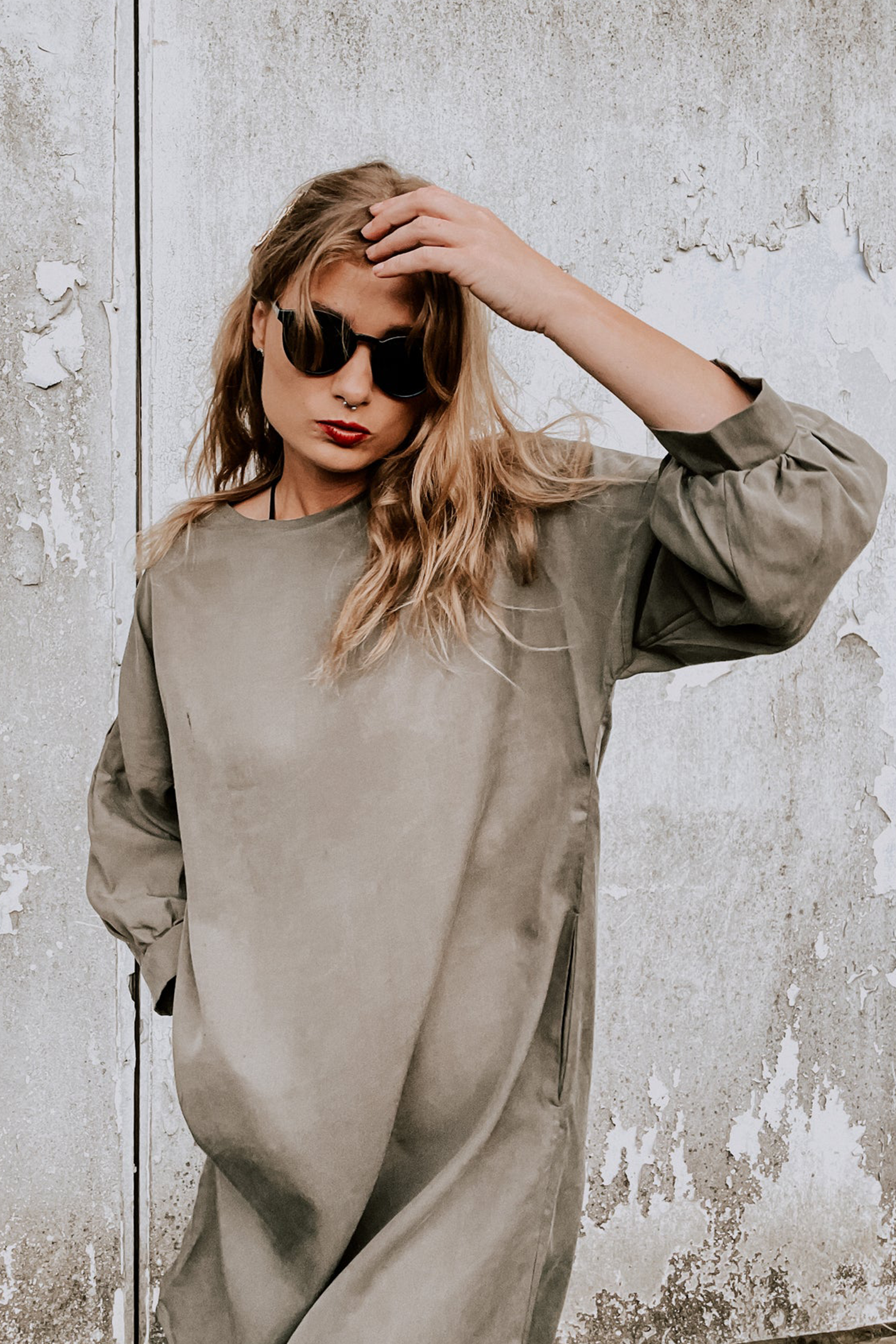 Šaty TENCEL 3/4 rukáv - khaki