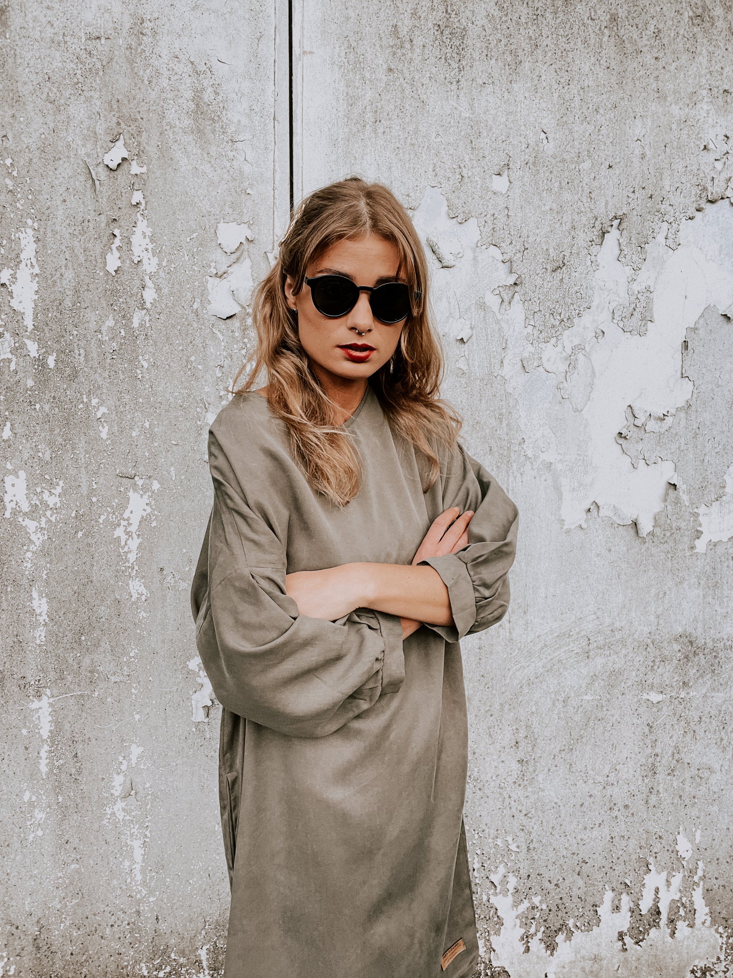 Šaty TENCEL 3/4 rukáv - khaki