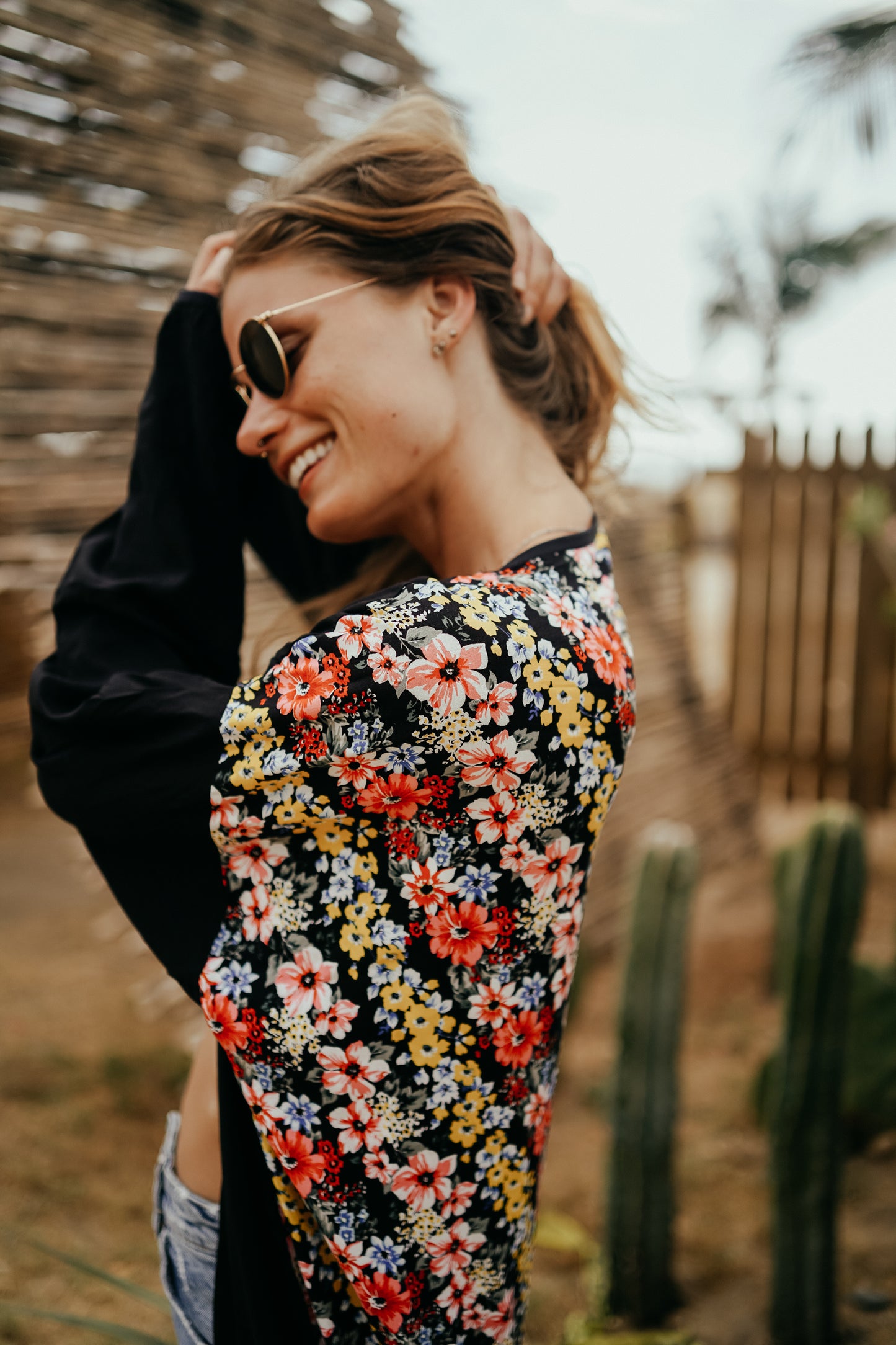 Kimono kvítky na černé dlouhé