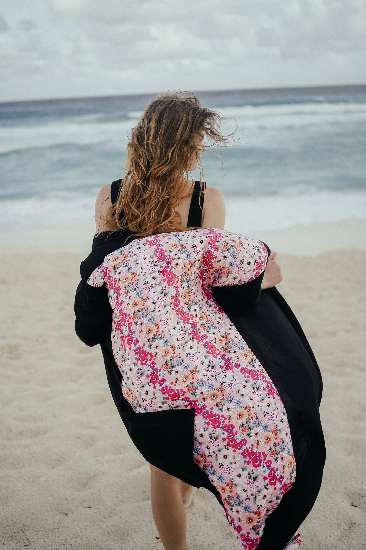 Kimono kvítky na růžové dlouhé